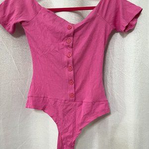 Pink button-down bodysuit